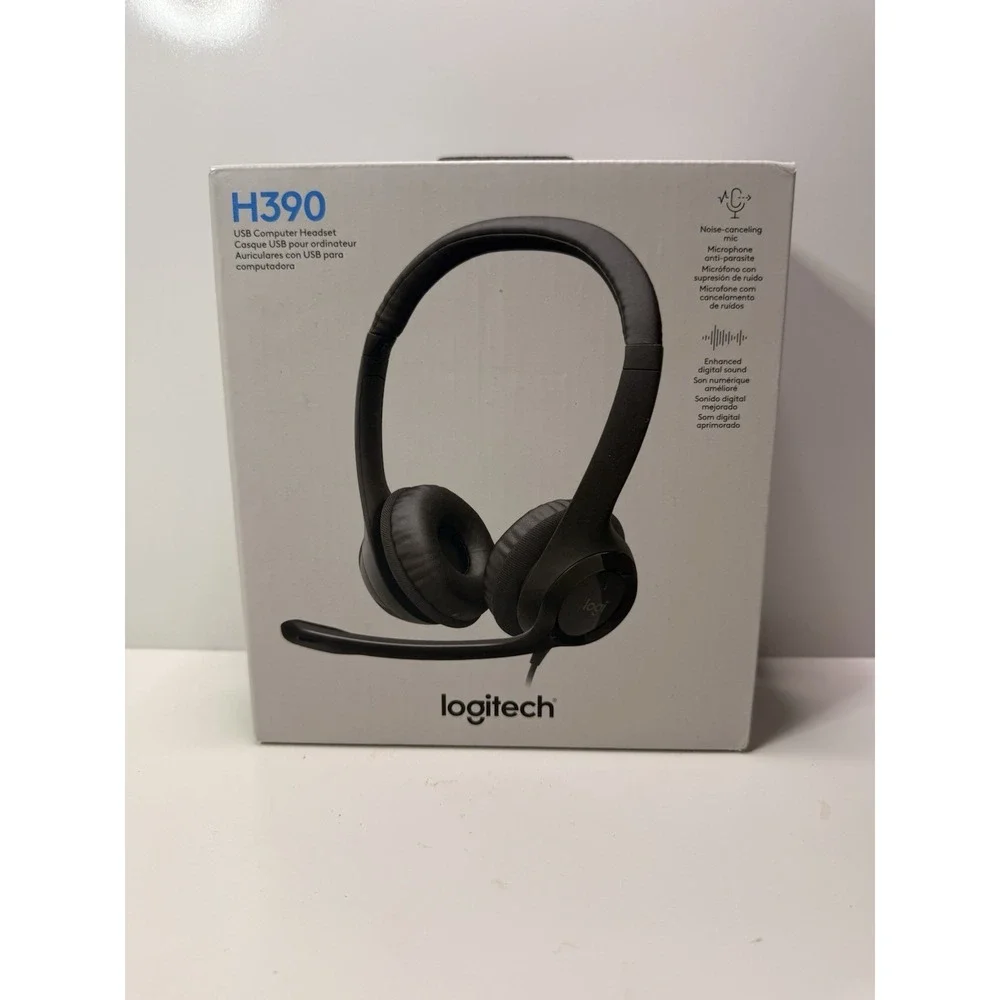 Logitech H390 USB Headset – New Sealed – Noise Cancelling Mic – Black (A1)